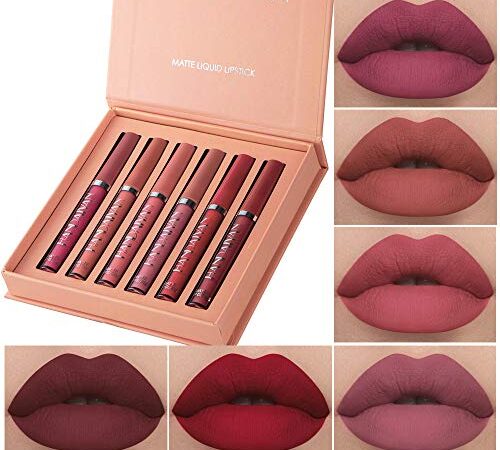 6Pcs Matte Liquid Lipstick Makeup Set, Matte liquid Long-Lasting Wear Non-Stick Cup Not Fade Waterproof Lip Gloss (Set A)