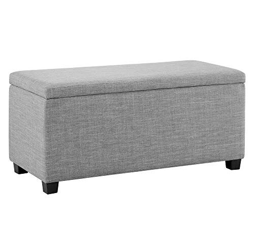 Amazon Basics Upholstered Storage Ottoman and Entryway Bench, 35.5"L, Light Gray