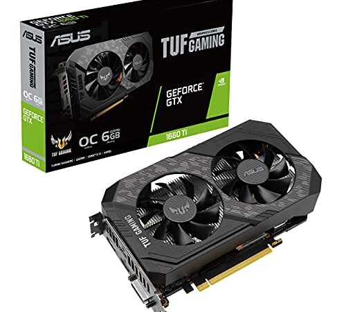 ASUS TUF Gaming NVIDIA GeForce GTX 1660 Ti EVO OC Edition Graphics Card (PCIe 3.0, 6GB GDDR6, HDMI 2.0b, DisplayPort 1.4, Space-Grade Lubricant, Compact Design, GPU Tweak II)