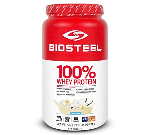 BioSteel 100% Whey Protein Powder, rBGH Hormone Free and Non-GMO Post Workout Formula, Vanilla, 25 Servings