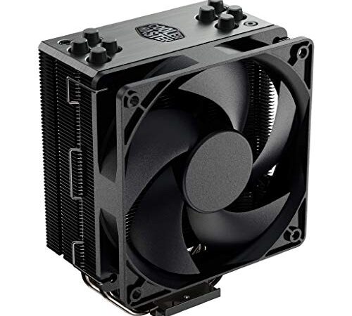 Cooler Master Hyper 212 Black Edition CPU Air Coolor, Silencio FP120 Fan, 4 CDC 2.0 Heatpipes, Anodized Gun-Metal Black, Brushed Nickel Fins for AMD Ryzen/Intel LGA1151