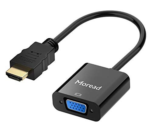 HDMI to VGA, Moread Gold-Plated HDMI to VGA Adapter (Male to Female) for Computer, Desktop, Laptop, PC, Monitor, Projector, HDTV, Chromebook, Raspberry Pi, Roku, Xbox and More - Black