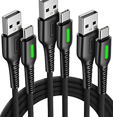 INIU USB C Cable, [3 Pack] 3.1A QC 3.0 Fast Charging Type C Cable, [1.6+3.3+10ft] Nylon Braided Phone Data Cord with Organizing Strap for Samsung S21 S20 S10 Note 10 Google LG HTC Motorola Huawei etc.