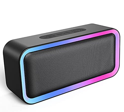 Kunodi Portable Bluetooth Speaker, IPX5 Waterproof Bluetooth Speaker with RGB Lights, Wireless Speaker with 18H Playtime & Hi-Fi Loud Stereo Sound