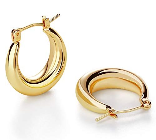 LILIE&WHITE Chunky Gold Hoop Earrings for Women Cute Fashion Hypoallergenic earrings Minimalist Jewelry Gift