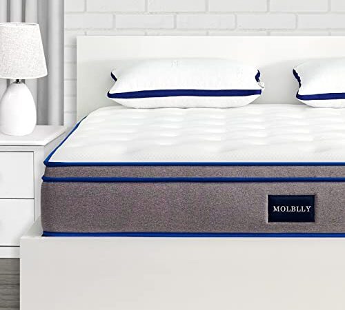 Molblly Queen Mattress 10 Inch Spring Mattress Compressed in a Small Box, Comfortable & Cool with CertiPUR-US Certified Foam and 10-Year Warranty.