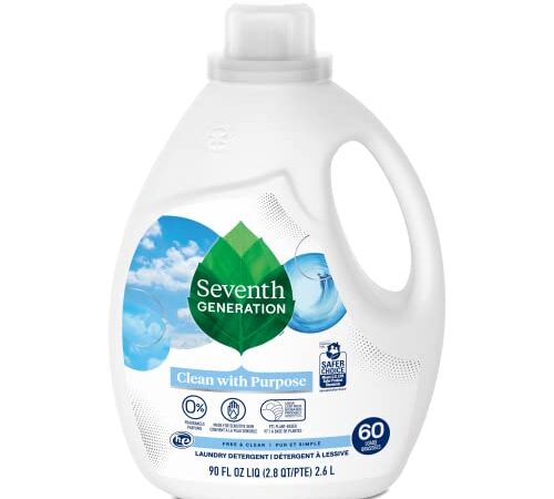 Seventh Generation Liquid Laundry Detergent Biodegradable Free & Clear Environmentally friendly 2.66 L