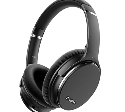 Srhythm NC35 Noise Cancelling Headphones Wireless Bluetooth 5.0,Fast Charge Over-Ear Lightweight Headset with Microphones,Mega Bass 50+ Hours’ Playtime