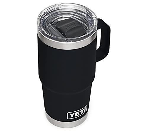 YETI Rambler 20 oz Travel Mug, Stainless Steel, Vacuum Insulated with Stronghold Lid, Black