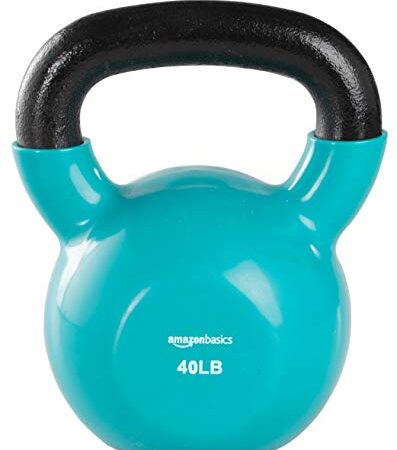 Amazon Basics Vinyl Kettlebell - 40 Pounds, Light Blue