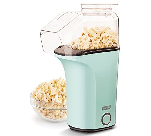 DASH Hot Air Popcorn Popper Maker with Measuring Cup to Portion Popping Corn Kernels + Melt Butter, 16 Cups - Aqua