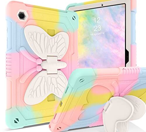 DOMAVER Samsung Galaxy Tab A8 Case 10.5'' (SM-X200/SM-X205) -Butterfly Camo Kickstand Case for Kids Soft Silicone Shockproof Rugged Protective Cover for Samsung Galaxy Tab A8- 10.5 Inch 2022 Tablet - Colorful