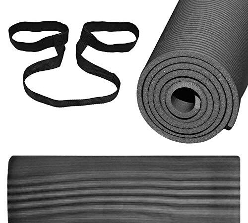 SK Depot™ Yoga Mat NBR Non-Slip Fitness Pad Exercise 10mm Thick Yoga Mat (10mm without Bag, Black)