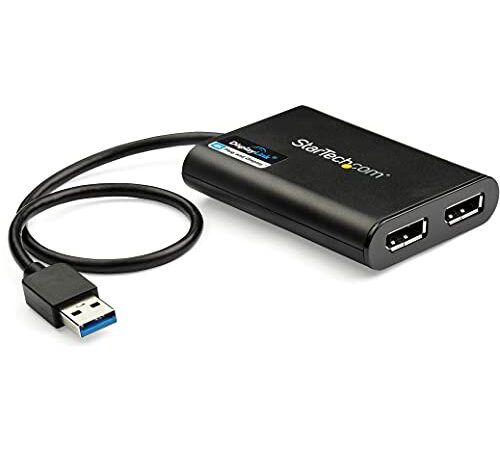 StarTech.com USB 3.0 to Dual DisplayPort Adapter 4K 60Hz, DisplayLink Certified, Video Converter with External Graphics Card - Mac & PC (USB32DP24K60)