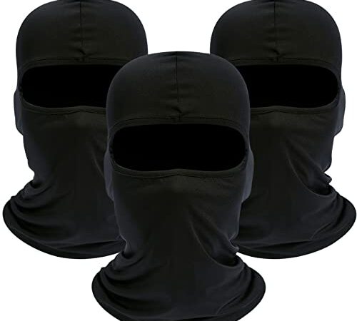 SUNLAND Balaclava Ski Face Mask Motorcycle Cycling Bike Bandana Hiking Skateboard Head Sock 3 Pack Black