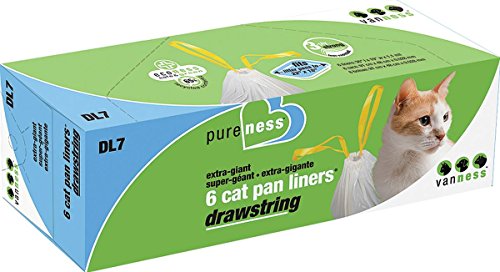 Van Ness DL7 Pureness Extra Giant Drawstring Cat Pan Liner, 6-Count