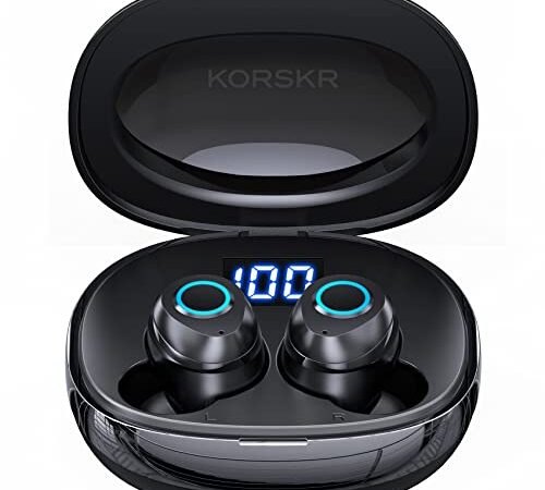 Wireless Earbuds, KORSKR Bluetooth Earbuds Hi-Fi Stereo Bluetooth 5.1 in-Ear Headphones Touch Control Ear Buds Ultra-Long Playtime Quick Pairing Earbuds with Microphone Charging Case for Commute