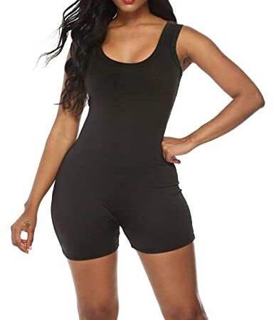 Amilia Sexy Sleeveless Tank Tops Short Romper Sports Jumpsuit Bodysuit One Piece Short Catsuit