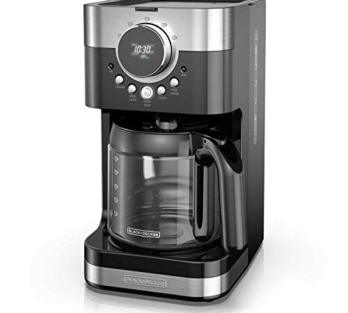 BLACK+DECKER Coffee Maker, Select-A-Size Easy Dial Control, Programmable Coffeemaker, Black and Stainless Steel, CM4200SC