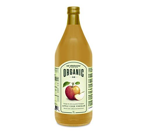 Eat Wholesome Organic Raw Italian Apple Cider Vinegar Unfiltered with The Mother in Glass Bottle, 1L