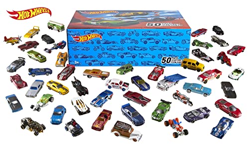 Hot Wheels Cars , Set of 50 1:64 Scale Toy Cars and Trucks , Individually Packaged for Party Favors, Stocking Stuffers or Hot Wheels Collections