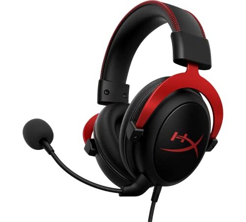 HyperX Cloud II - Gaming Headset, 7.1 Surround Sound, Memory Foam Ear Pads, Durable Aluminum Frame, Detachable Microphone, Works with PC, PS5, PS4, Xbox Series X|S, Xbox One – Red