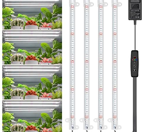 LED Plant Grow Light Strips, 36W 240 LEDs Full Spectrum Grow Lights for Indoor Plants with Auto ON/Off 3/9/12H Timer, 10 Dimmable Levels, 3 Switch Modes Growing Lamp for Seed Starting, Hydroponics