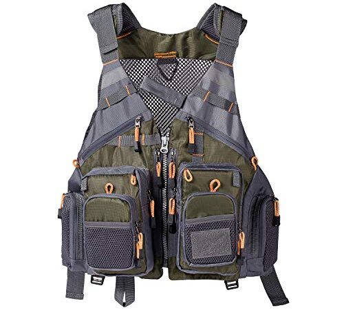 Lightbare Fly Fishing Vest Pack for Men with Pockets Photography Outdoor Jacket, Army Green, One Size