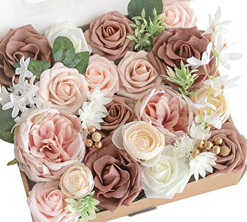 Lookein Artificial Flowers for DIY Wedding Decoration Bridal Bouquet Table Centerpieces Flower Garland Wreaths Aisle Arch Flower Decoration Home Decor, Elegant Dusty Rose