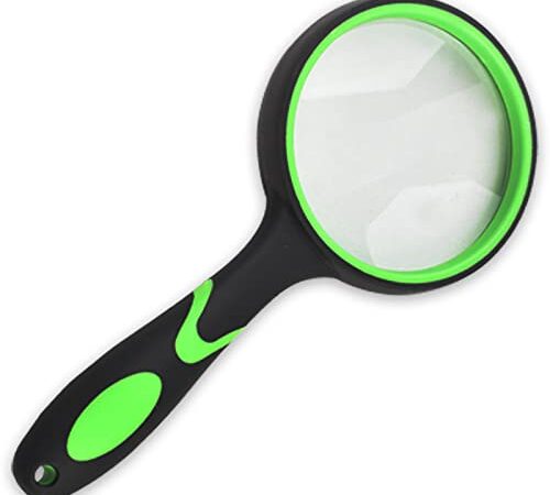 Magnifying Glass 10X Handheld Reading Magnifier for Seniors & Kids, Thickened Magnifying Lens with Non-Slip Rubber Handle, Ideal for Reading Small Prints Hobby Observation Inspection (Green)