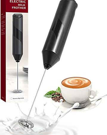 Milk Frothers, BINNIKY Electric Milk Frother Handheld with High Power 14000 RPM Motor, Mixer with Food Grade Stainless Steel Stirring Head, for Latte, Cappuccino,Drinks,Hot Chocolate.