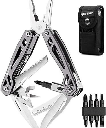 Multitool Pliers,Titanium 21-in-1 Multi-Purpose Pocket Knife Pliers Kit, 420 Durable Stainless Steel Multi-Plier Multi-Tool for Survival, Camping, Hunting, Fishing and Hiking (Titanium 21-in-1)