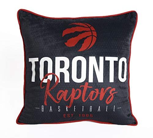 Nemcor NBA Toronto Raptors Throw Pillow, Basketball Cushion for Sports Fan (18 x 18 in), Black, White