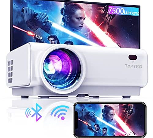 Projector WiFi,TOPTRO 8000 Lumen Bluetooth Video Projector,Support 1080P Home Projector,200" Display,HiFi Speaker Compatible with TV Stick/Phone/Laptop/PS4/SD/USB/VGA/HDMI