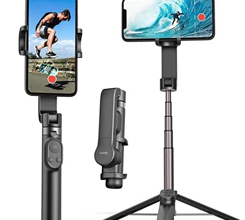 Qimic Gimbal Stabilizer for Smartphone Selfie Stick Tripod with Remote, Phone Tripod Stand, 920 mAh Phone Gimbal with Auto Inception for Vlogging, YouTube Compatible with iPhone and Android