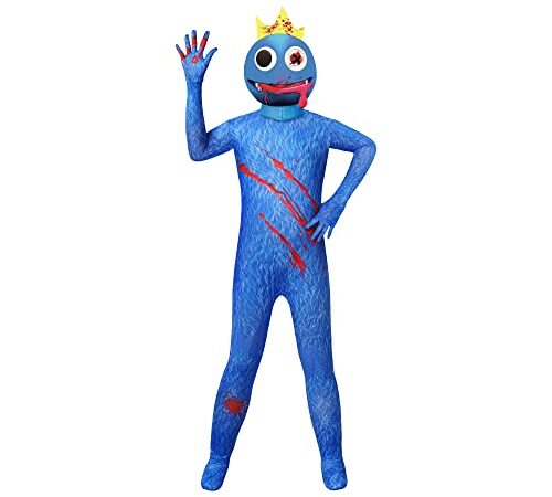 Rainbow Friends Costume Blue Jumpsuit Halloween Theme Party Cosplay Outfit 5-12 Y