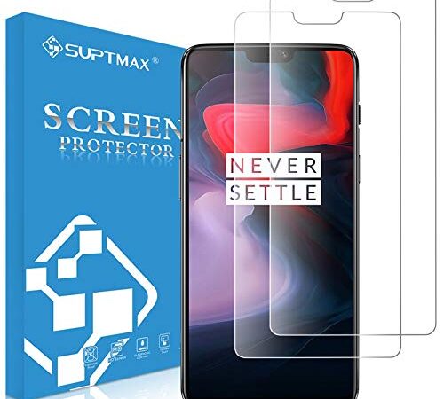 SUPTMA Screen Protector for Oneplus 6 [Full Coverage] Oneplus 6 TPU Film [Bubble Free] Oneplus 6 Screen Saver Soft (One plus 6 Transparente 2 piezas)