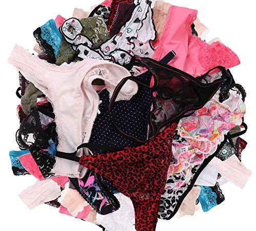 UWOCEKA Sexy Thongs for Women,Varity of T-Backs Sexy Underwear 20 Pack of G Strings Lacy Undies Panties Tanga(20PCS,L)