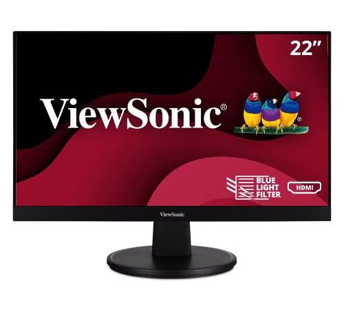 ViewSonic VA2247-MH 22 Inch Full HD 1080p Monitor with Ultra-Thin Bezel, Adaptive Sync, 75 Hz, Eye Care, HDMI, VGA Inputs for Home and Office