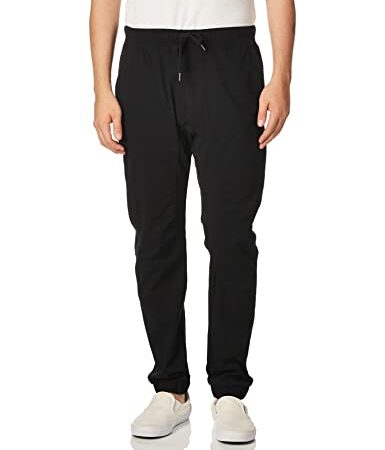 WT02 Men's Twill Jogger Pants, Black(All Season), Large