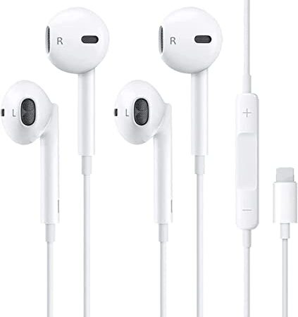 2 Pack Headphones Earphones Wired Stereo Sound Earbuds for iPhone with Microphone and Volume Control, Compatible with iPhone 11/12/13/7/8/X/Xs Max/XR/7 Plus/iPod