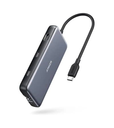 Anker USB C Hub, 555 USB-C Hub (8-in-1), with 100W Power Delivery, 4K 60Hz HDMI Port, 10Gbps USB C and 2 USB A Data Ports, Ethernet Port, microSD and SD Card Reader, for MacBook Pro and More