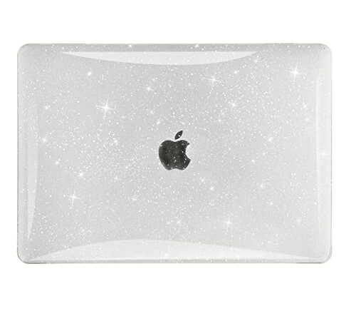 BlueSwan Sparkly Hard Case Compatible for MacBook Pro 13 inch Case 2022-2017 Release A2338 M2/M1Chip A2289 A2251 A2159 A1989 A1706 A1708, Full Protection Hard Shell Cases for Girl, Glitter Clear