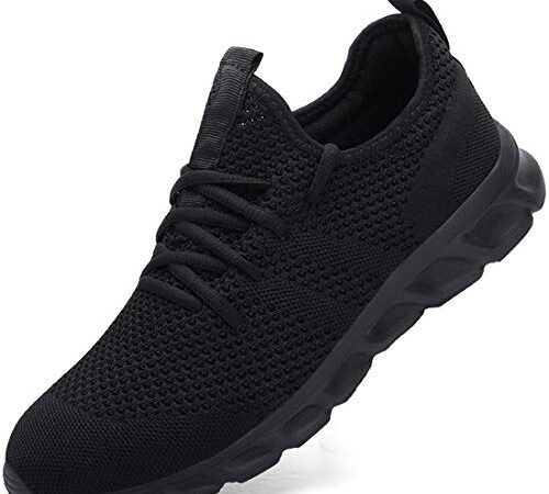 DaoLxi Womens Running Walking Tennis Shoes Fashion Sneakers Non Slip Resistant Platform Workout Slip on Casual Workout Athletic Gym Fitness Sport Shoes for Jogging Black Size 7