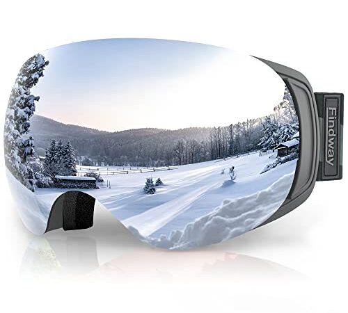 Findway Ski Goggles OTG for Women Men Adult Youth-Over Glasses Snow Goggles-Interchangeable Lens,Anti Fog Snowboard Goggles