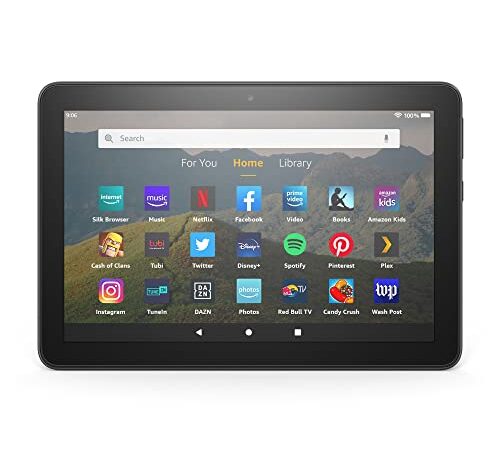 Fire HD 8 tablet, 8" HD display, 64 GB, latest model (2020 release), designed for portable entertainment, Black