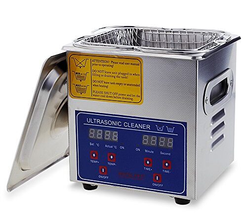 Flexzion Commercial Ultrasonic Cleaner 2L Large Capacity Stainless Steel with Heater and Digital Timer for Electronic Tool Jewelry Watch Glasses Rings Dental/Lab/Hospital Instruments