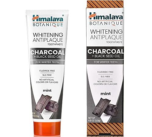 Himalaya Whitening Antiplaque Toothpaste with Charcoal + Black Seed Oil for Whiter Teeth, 4 oz