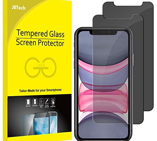 JETech Privacy Screen Protector for iPhone 11 and iPhone XR 6.1-Inch, Anti Spy Tempered Glass Film, 2-Pack