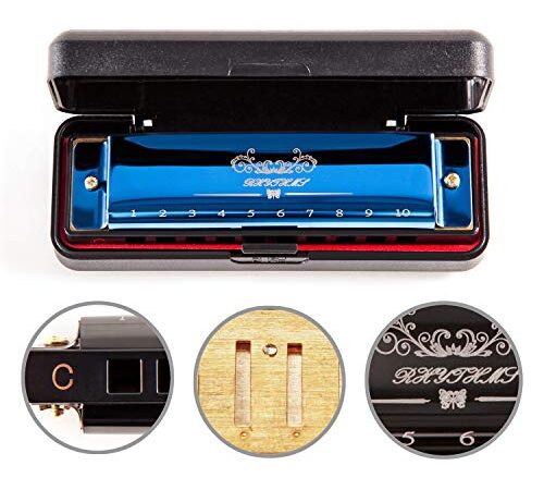 jieshiling Harmonica, Standard Diatonic Key of C 10 Holes 20 Tones Blues Mouth Organ Harp For Kids, Beginners, Professional, Students (Blues)